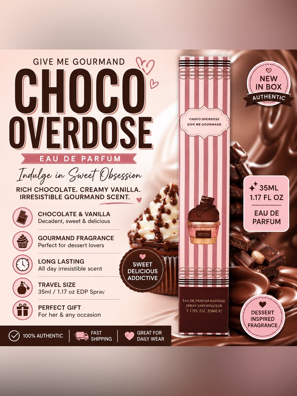 Choco Overdose Eau de Parfum Roller - Pink & Gold